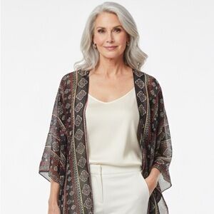 NWOT Guess Summer Light Coverup Cardigan with signature sleeves and fringe trim